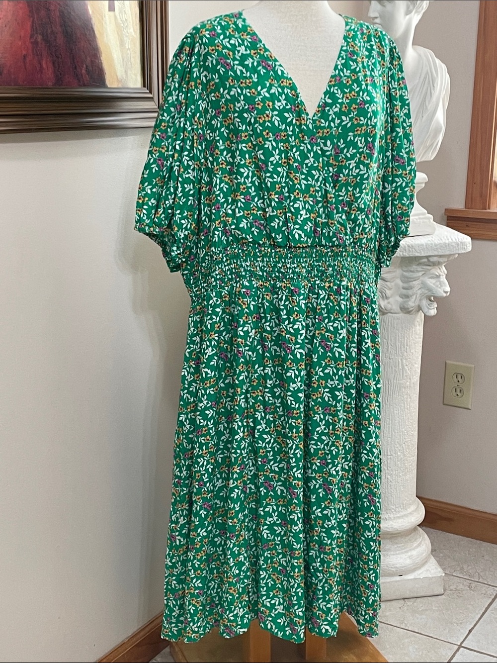 Draper James 3x Smocked Midi Green Floral NWT